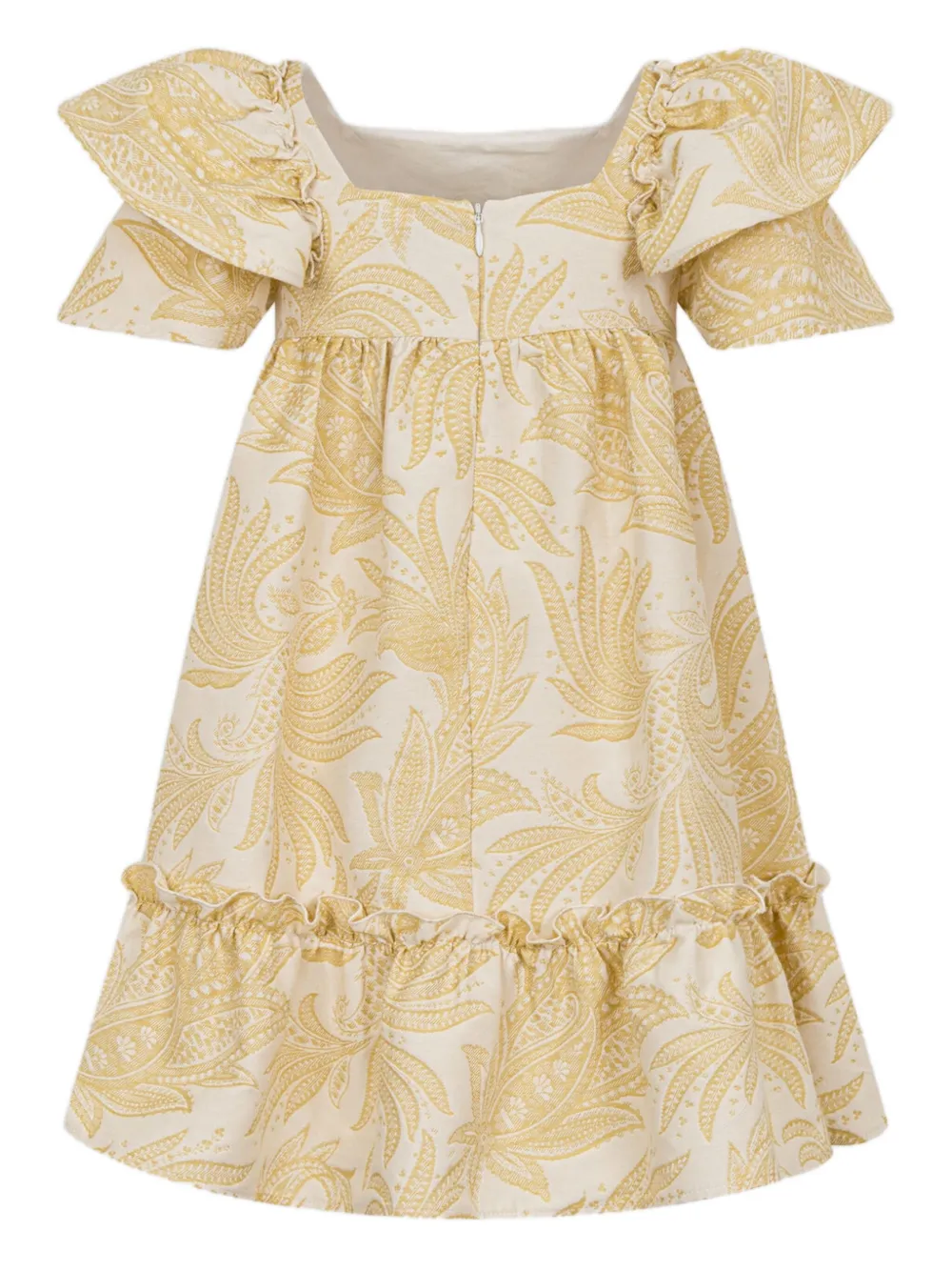 ETRO KIDS Jurk met paisley-jacquard en ruches Beige