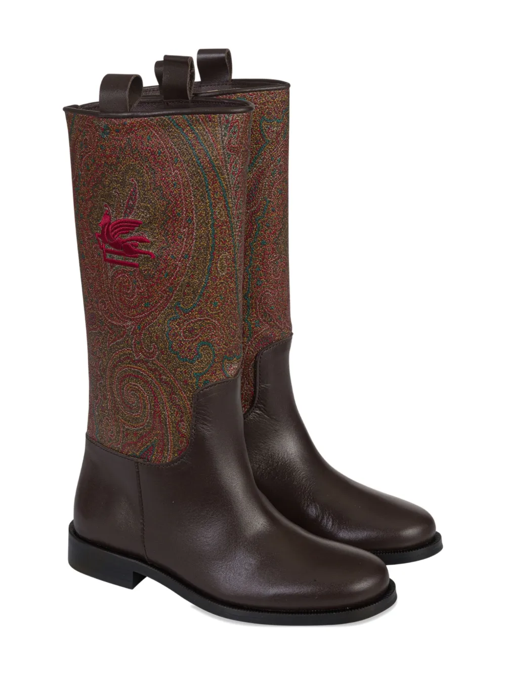 Etro Paisley Jacquard Boots In Brown