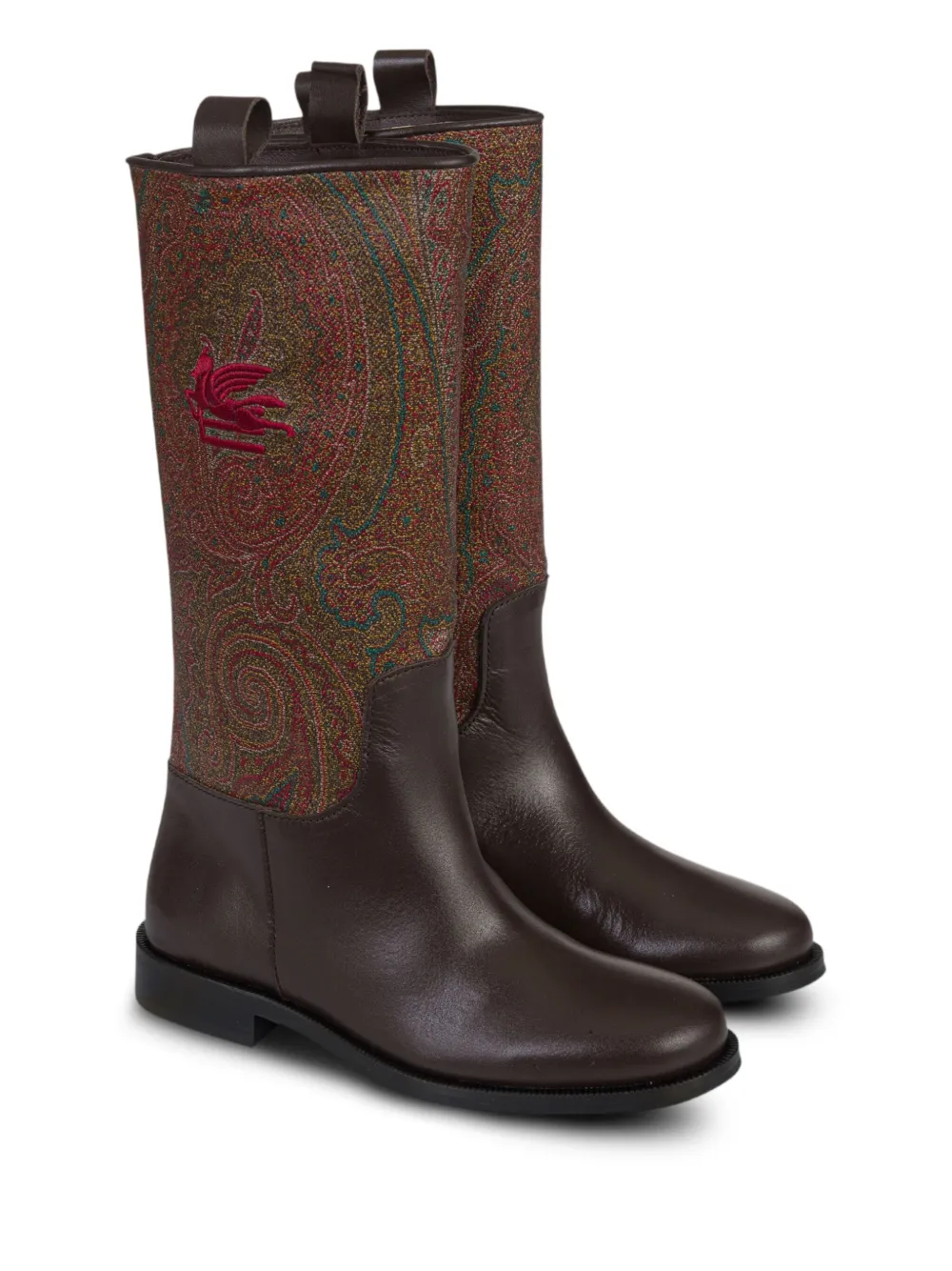 ETRO KIDS paisley jacquard boots Brown