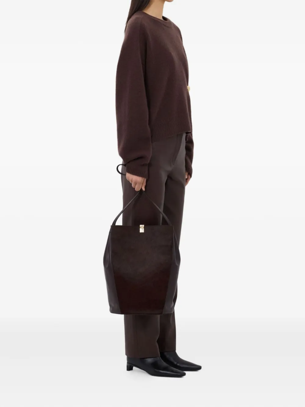 LouLou de Saison Trui met ronde hals en metallic-ornament Brown