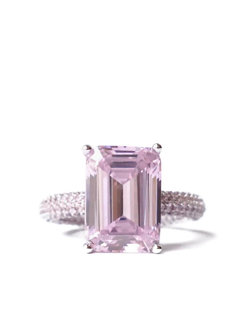 Izabel Display Mega emerald-cut pave ring | Pink | Image 1