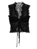 SIEDRES lace ruffled blouse - Black