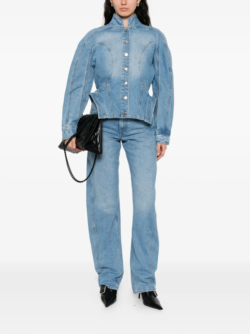 Mugler Denim jack Blauw