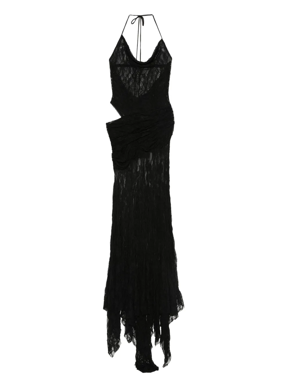 SIEDRES Venusia maxi-jurk met uitgesneden details en kant - Zwart