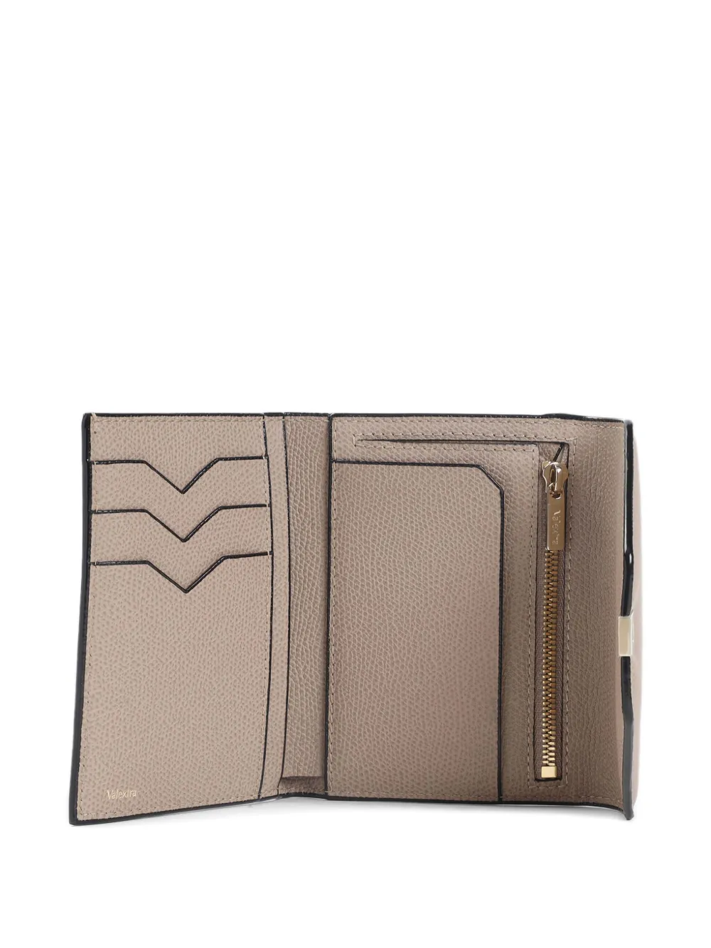 Valextra Leather Textured Wallet Gold Hardware In Neutral