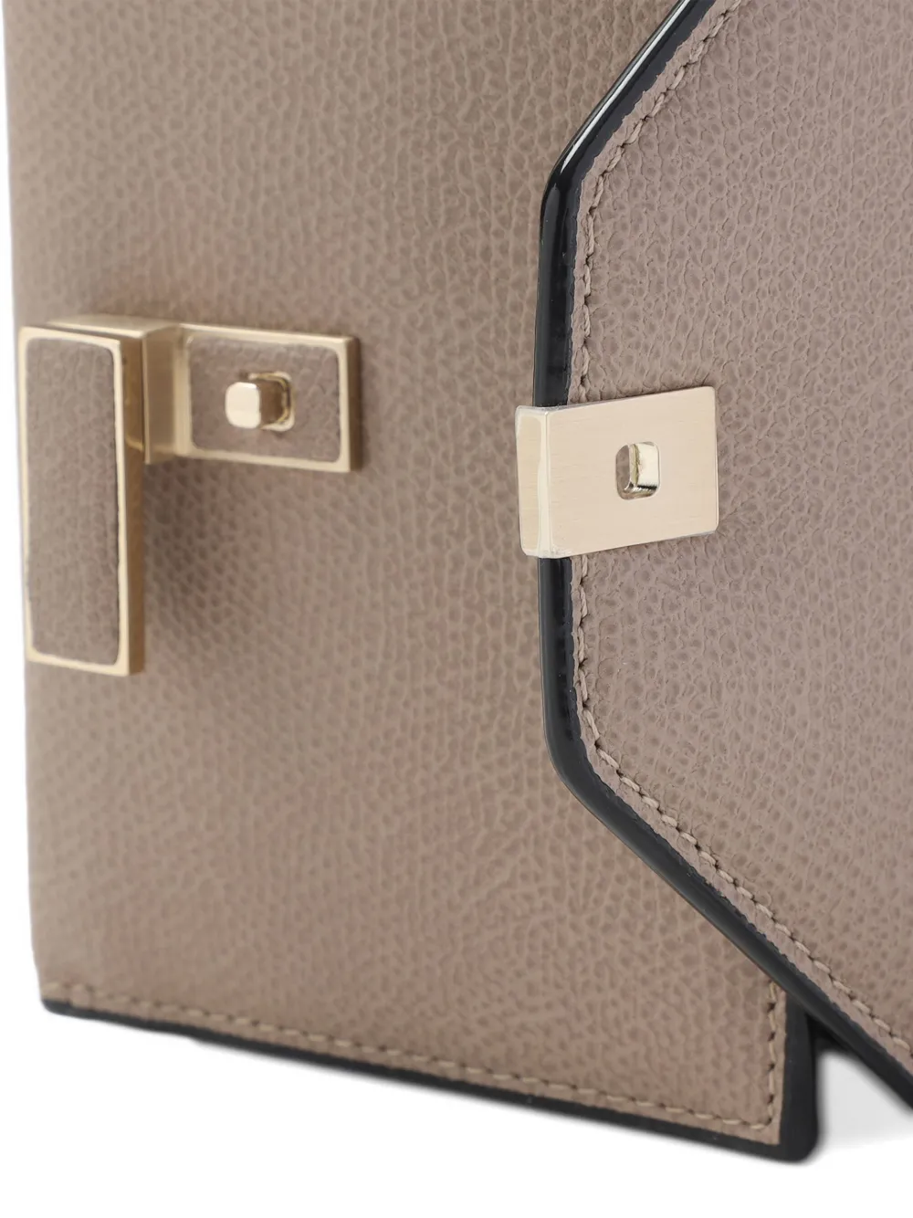 Valextra Leather Textured Wallet Gold Hardware In Neutral