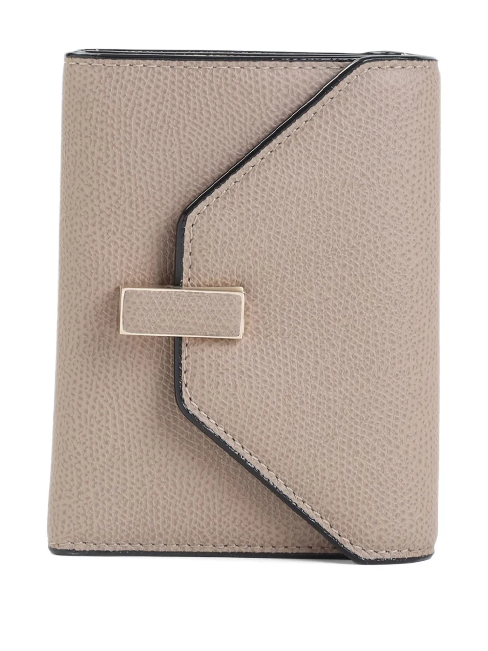 Valextra Leather Textured Wallet Gold Hardware In Neutral