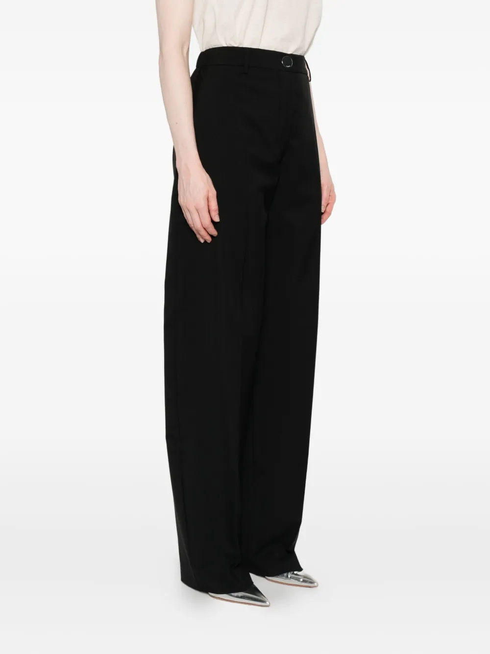 Sportmax Wollen broek met knoopsluiting Zwart