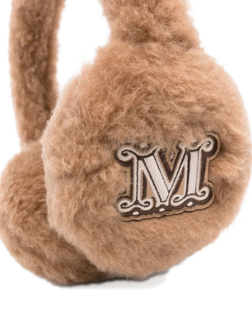 Max Mara Oorwarmers met logopatch Bruin
