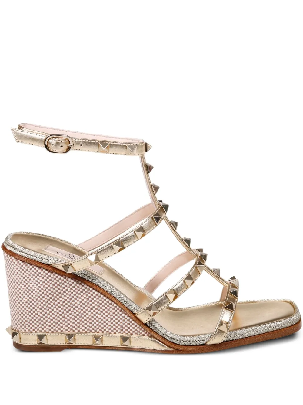 Valentino Garavani 80mm studded wedge-heel sandals Gold