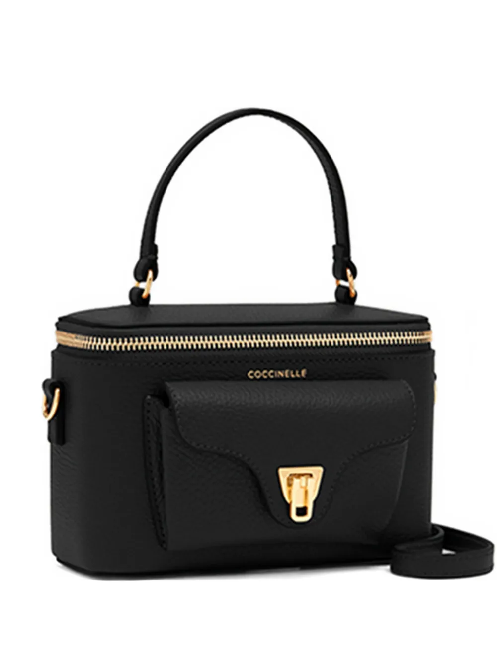 Coccinelle Mini Zip-top Satchel Bag In Black