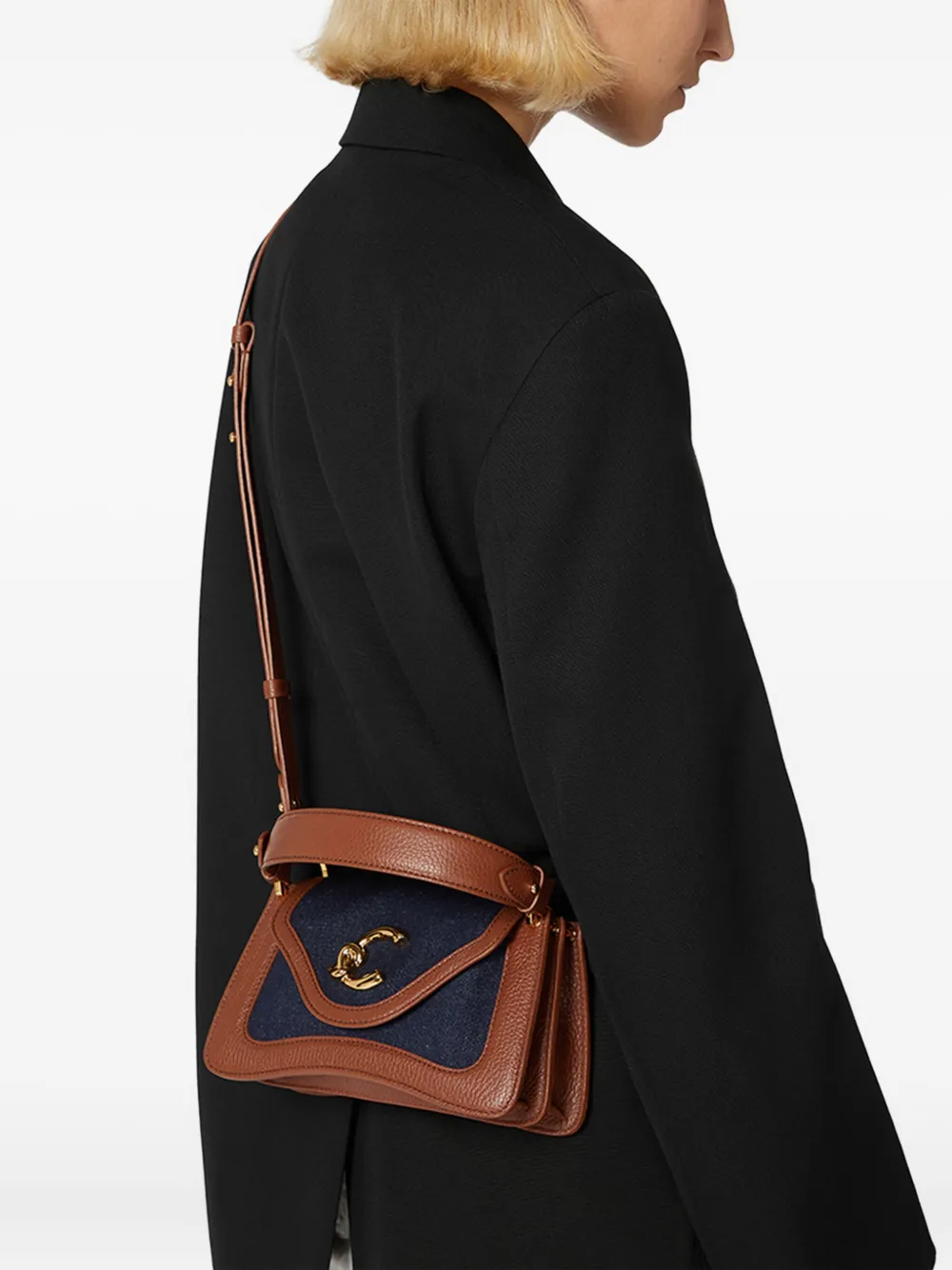 Coccinelle Mini C-me Denin Cross Body Bag In Blue
