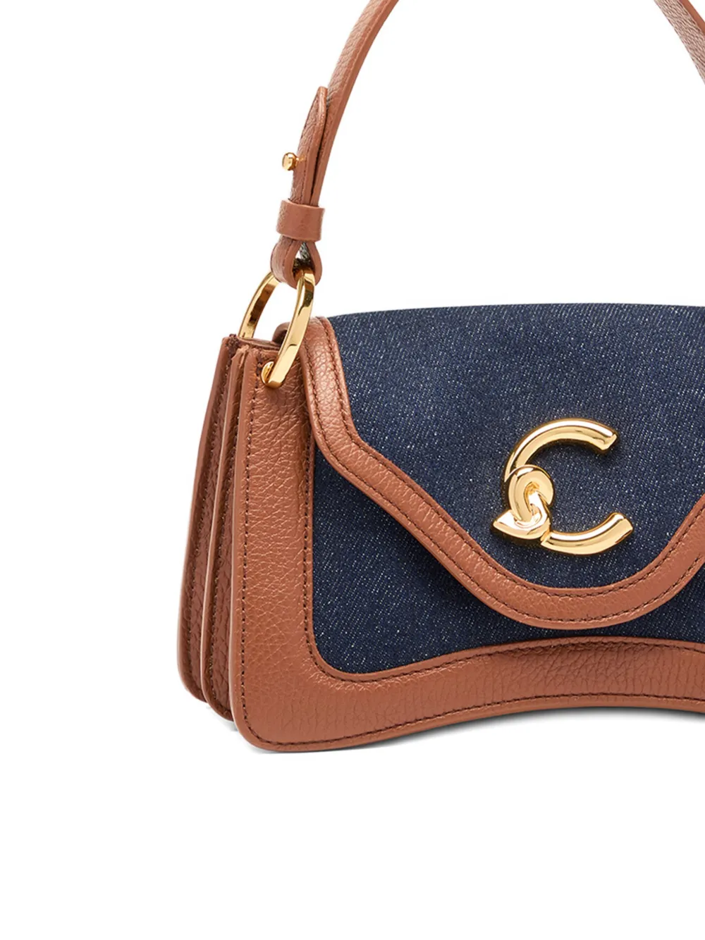 Coccinelle Mini C-me Denin Cross Body Bag In Blue