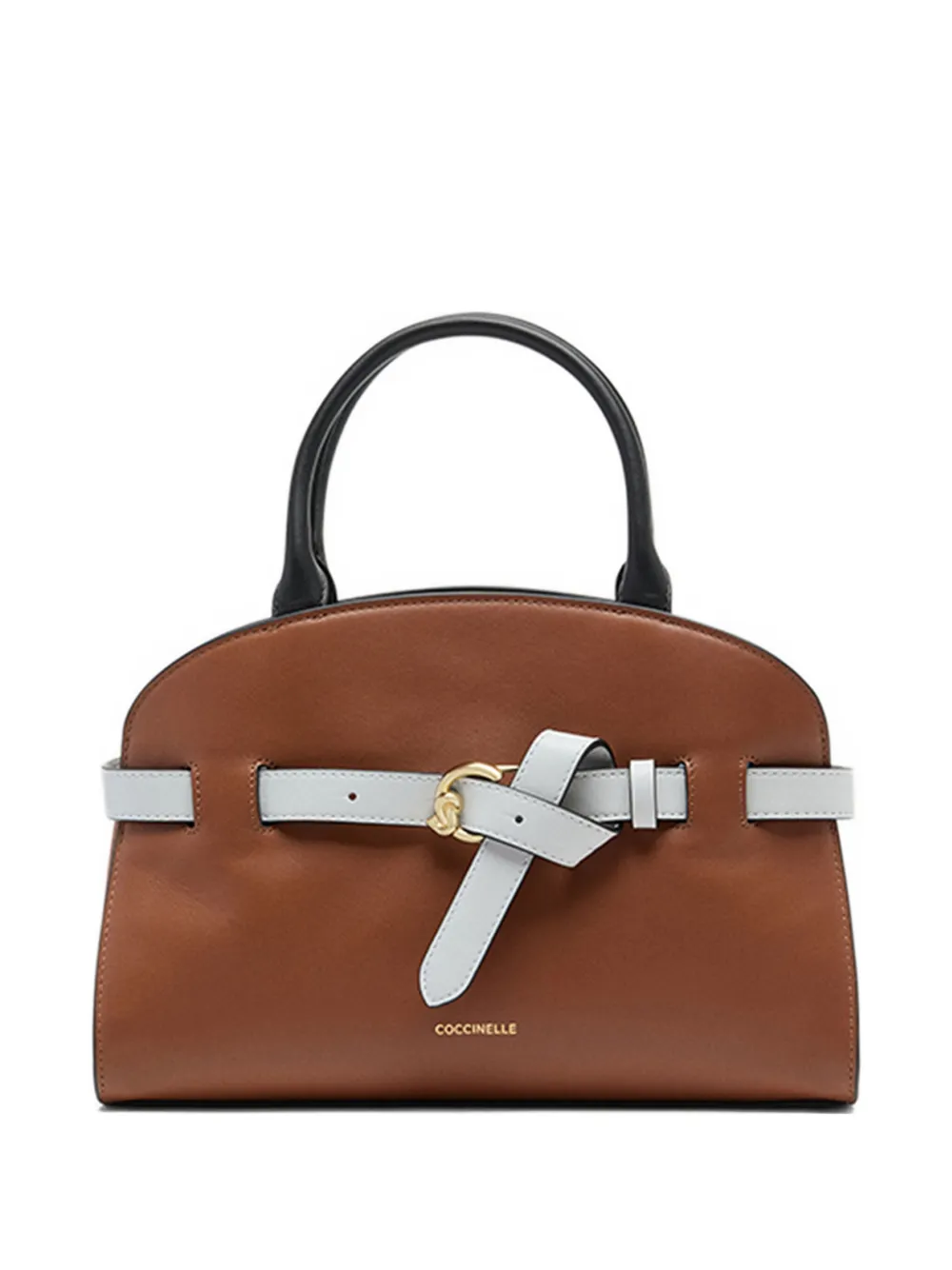 Coccinelle Belt-buckle Leather Satchel In Brown