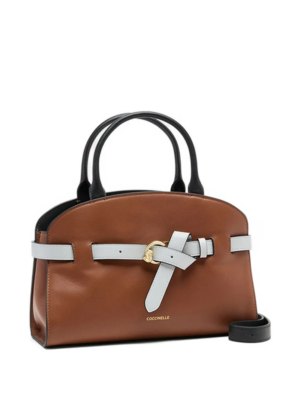 Coccinelle belt-buckle leather satchel Bruin