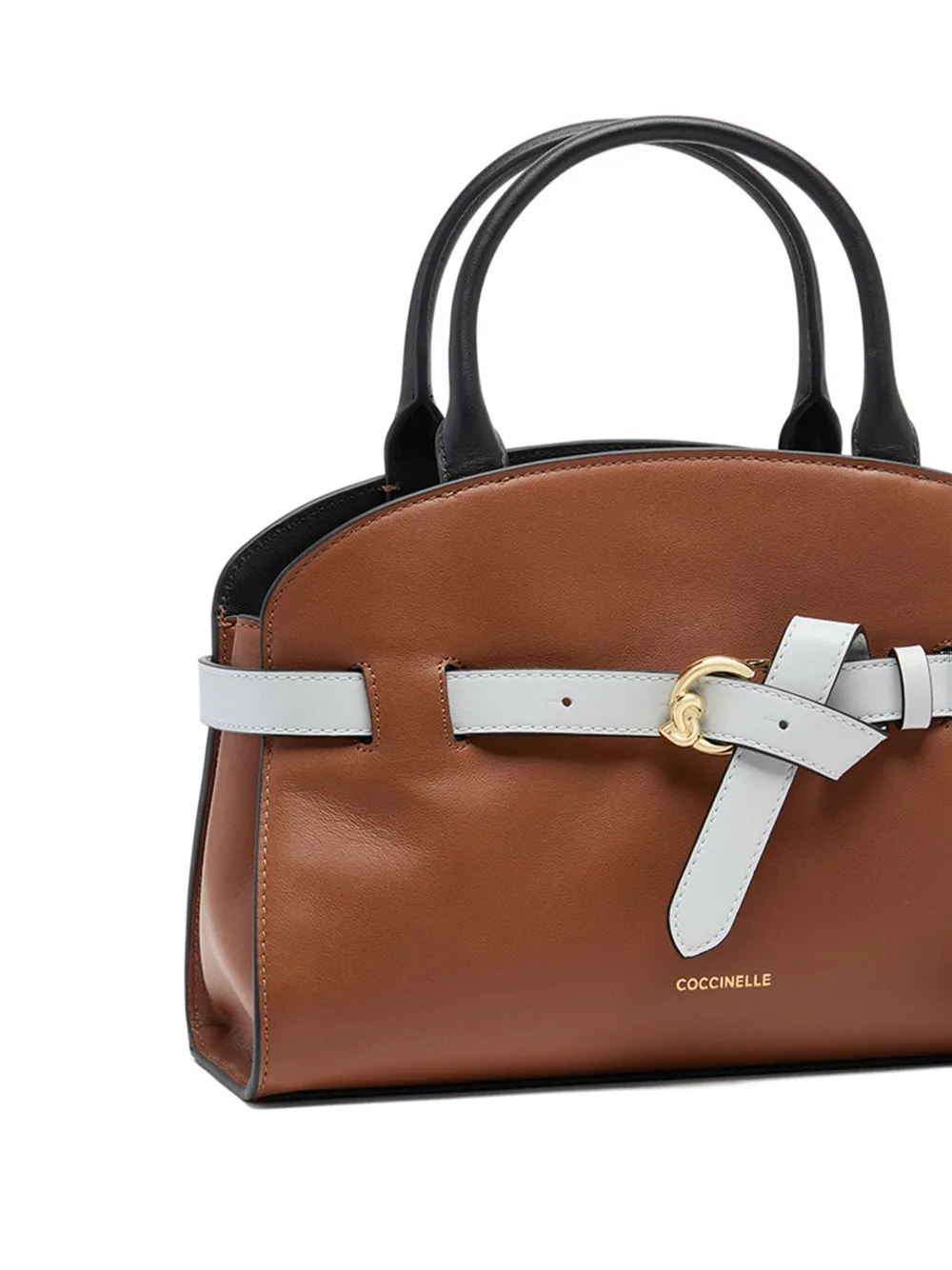 Coccinelle belt-buckle leather satchel Bruin