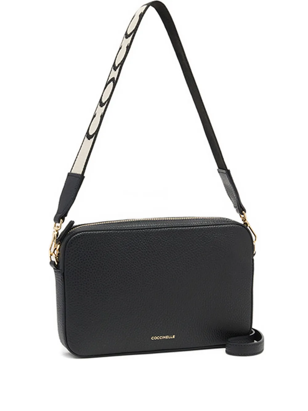 Coccinelle Tebe textured zip-top crossbody bag Zwart
