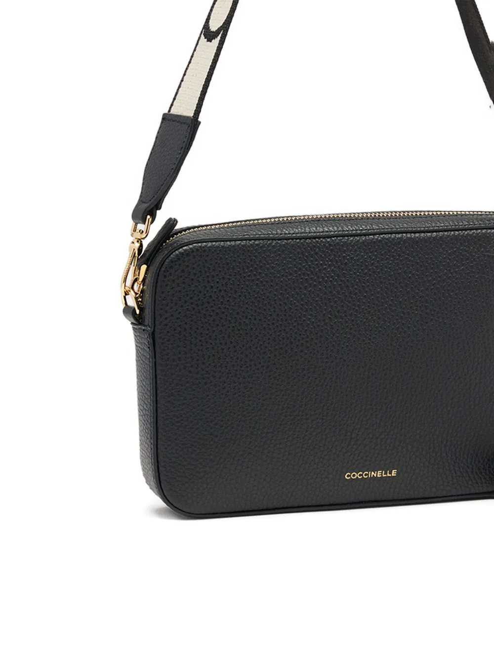 Coccinelle Tebe textured zip-top crossbody bag Zwart