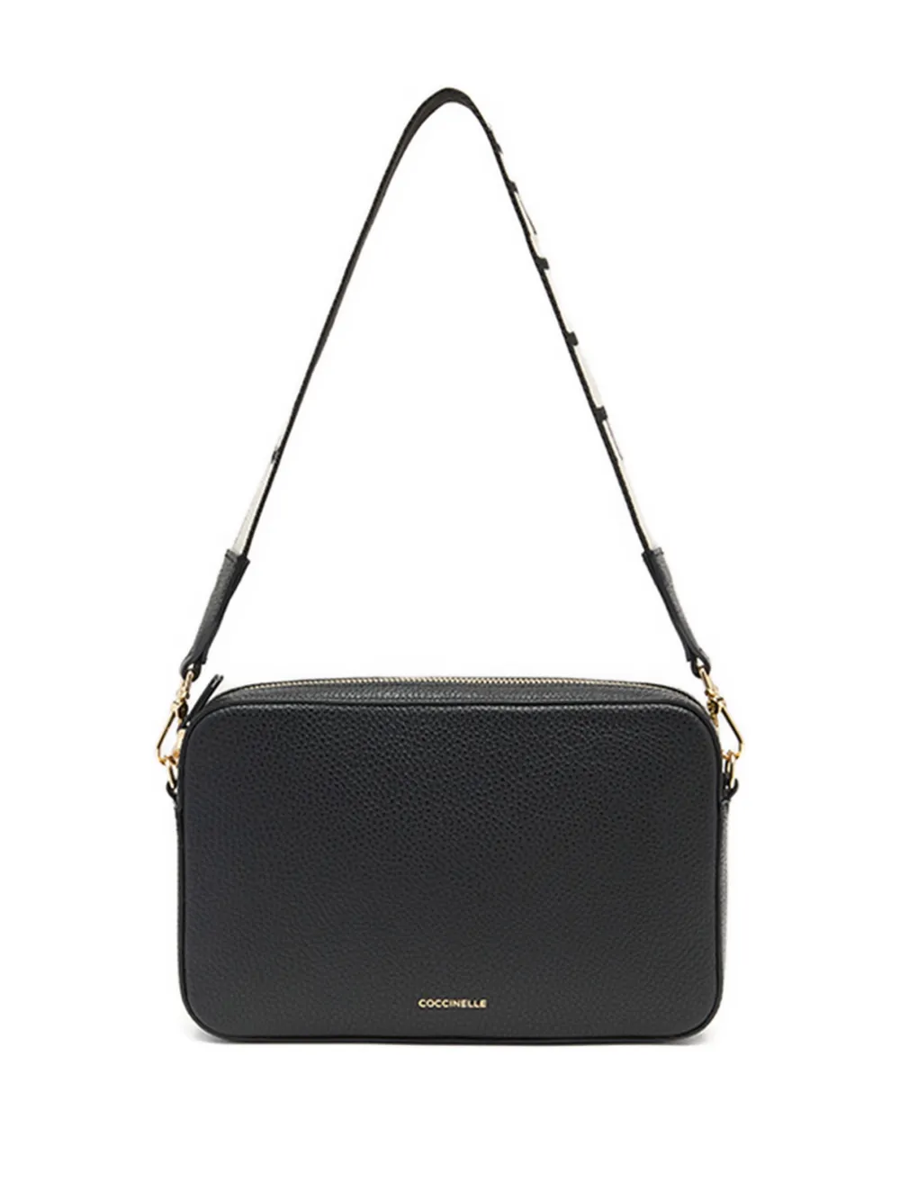 Coccinelle Tebe textured zip-top crossbody bag Zwart