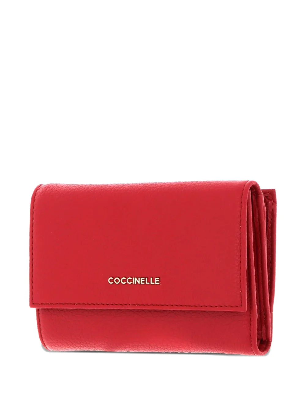Coccinelle Trifold Leather Wallet In Red