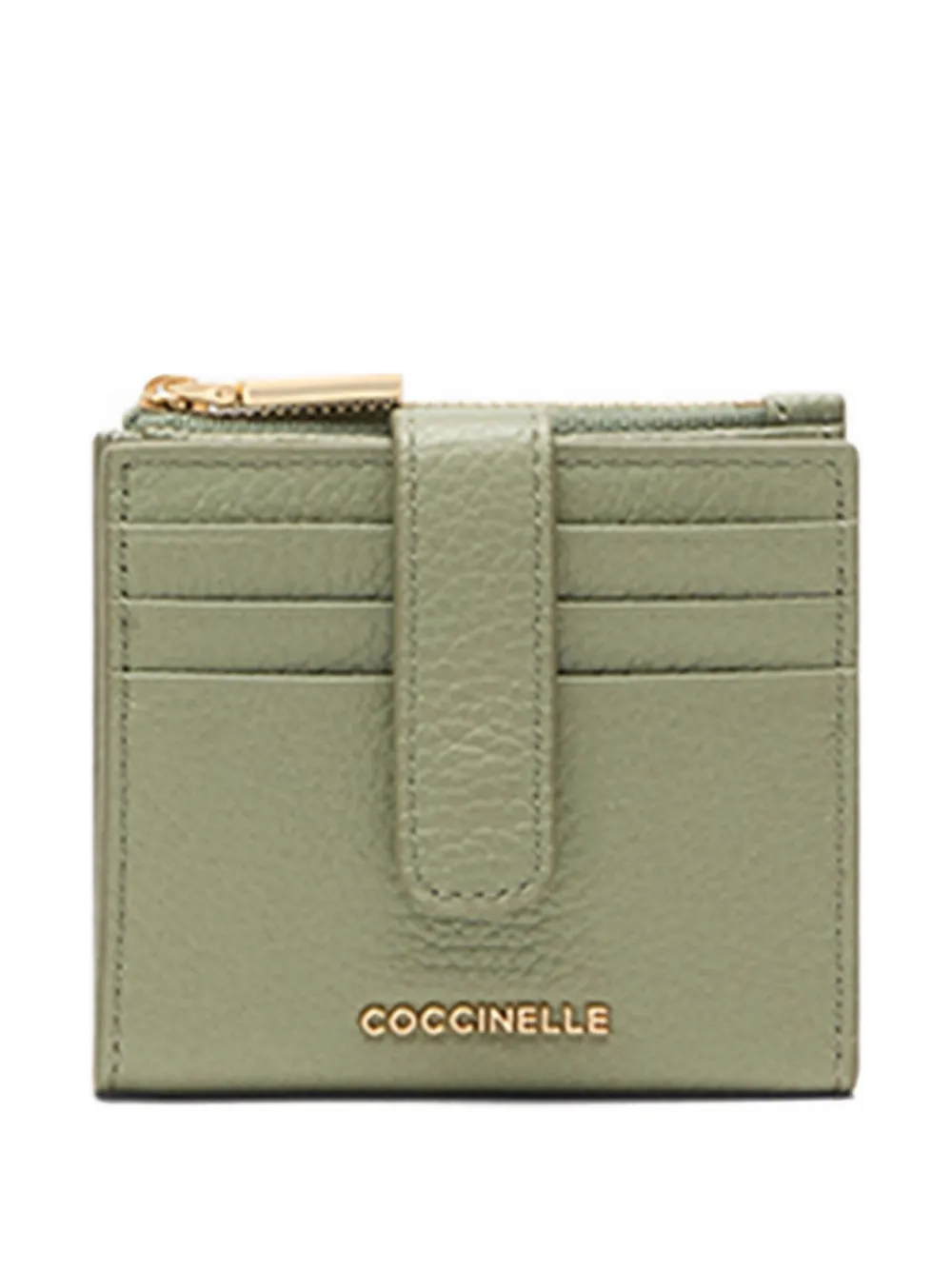 Coccinelle Metallic Soft Leather Zip-fastening Cardholder In Green