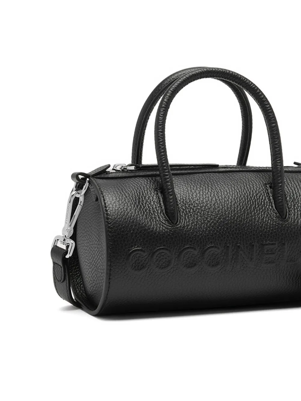 Coccinelle Myrtha medium tas met logo-reliëf Zwart