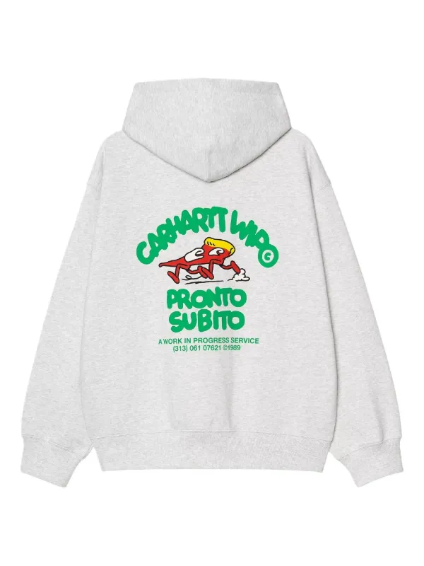 Carhartt WIP Pronto Subito-print zip-up Hoodie | Grey | FARFETCH