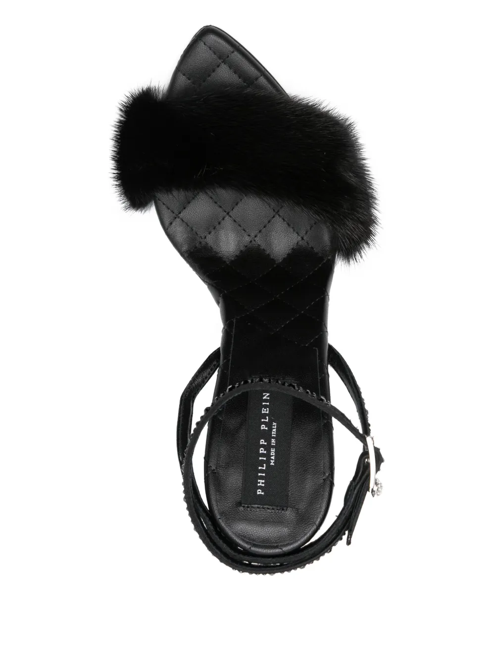 Philipp Plein crystal-embellished fur sandals Black