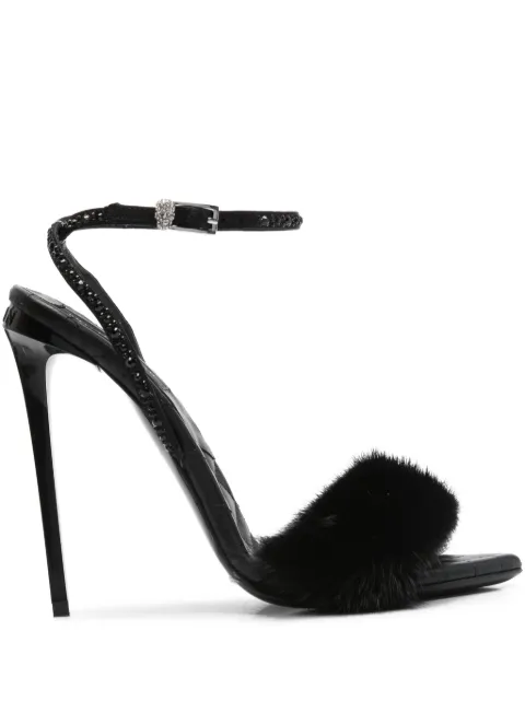 Philipp Plein crystal-embellished fur sandals