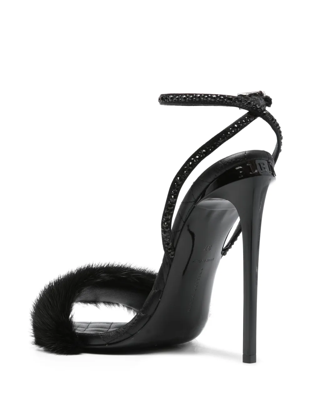 Philipp Plein crystal-embellished fur sandals Black