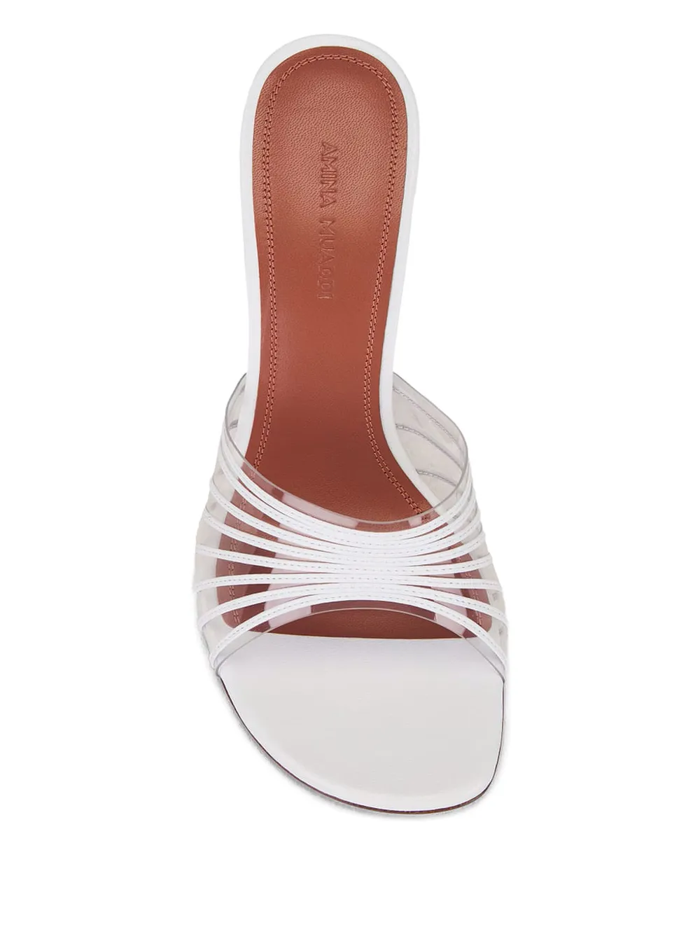 Amina Muaddi Sculpted-heel Strap Mules In White