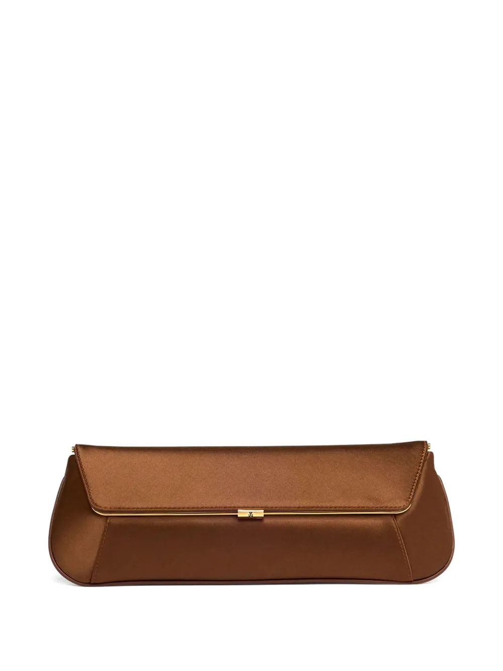 Amina Muaddi Satijnen clutch met gesp Bruin