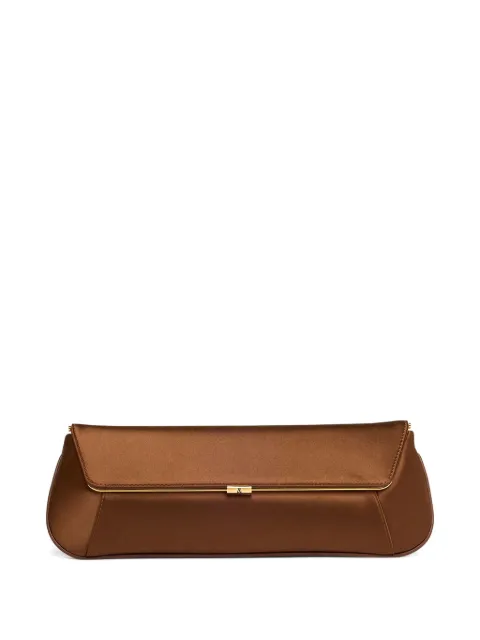Amina Muaddi bolsa de mano satinada con broche