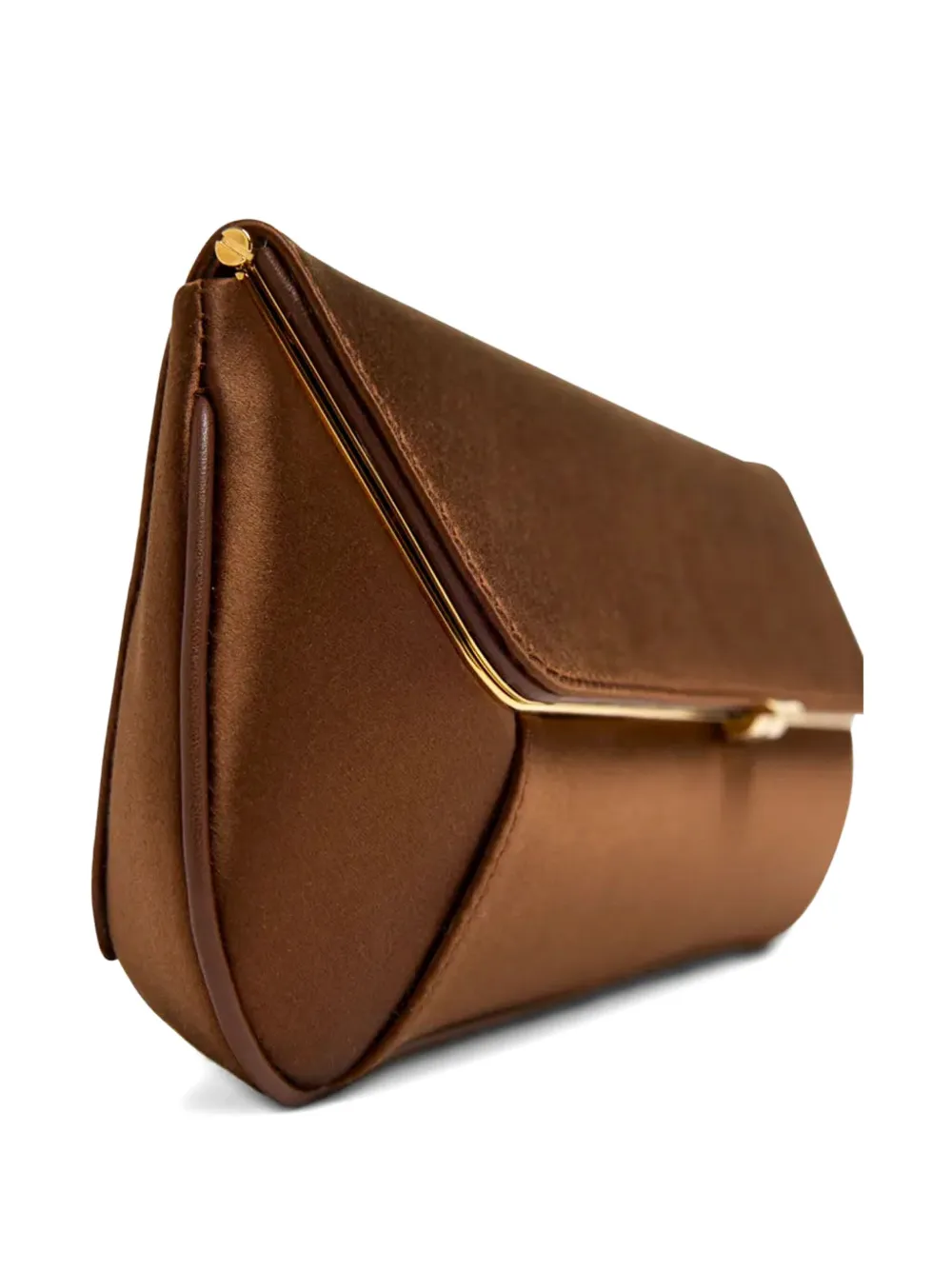 Amina Muaddi Satijnen clutch met gesp Bruin