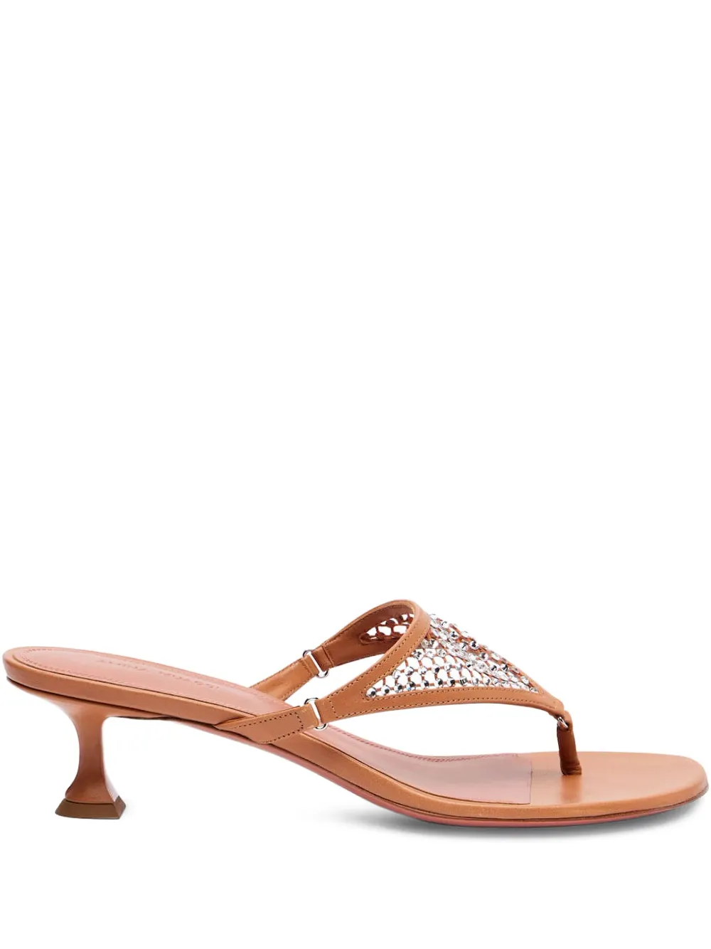 Amina Muaddi 45mm Cameron crystal-embellished leather sandals Brown