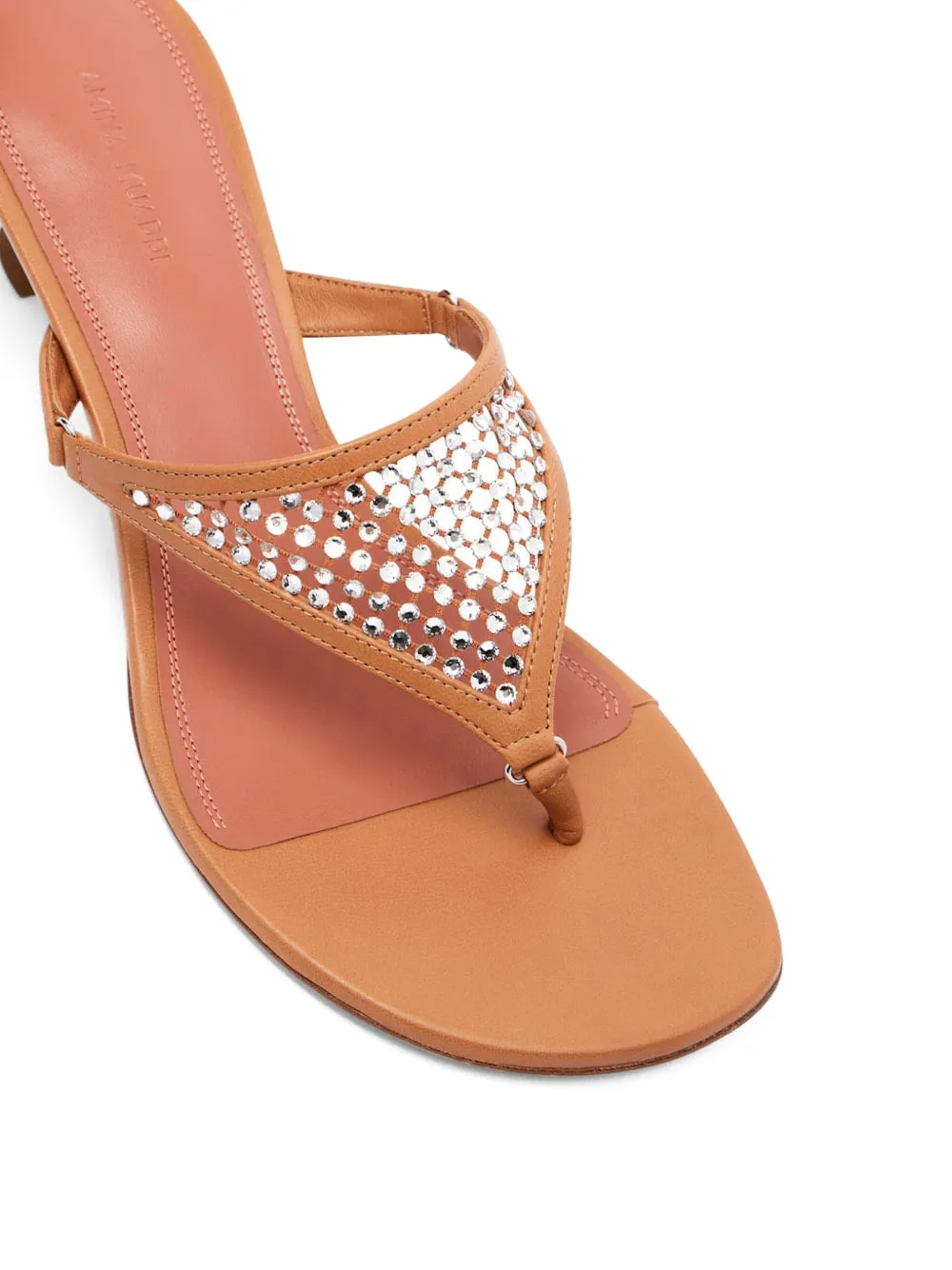 Amina Muaddi 45mm Cameron crystal-embellished leather sandals Brown