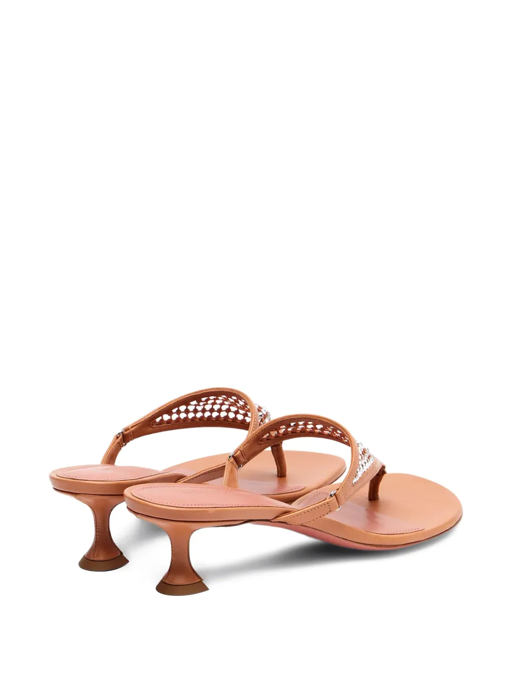 Amina Muaddi 45mm Cameron crystal-embellished leather sandals Brown