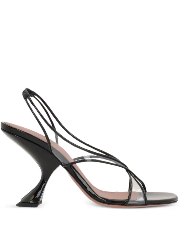 Amina Muaddi 90mm Lena Sculpted-heel Heeled Sandals in Black
