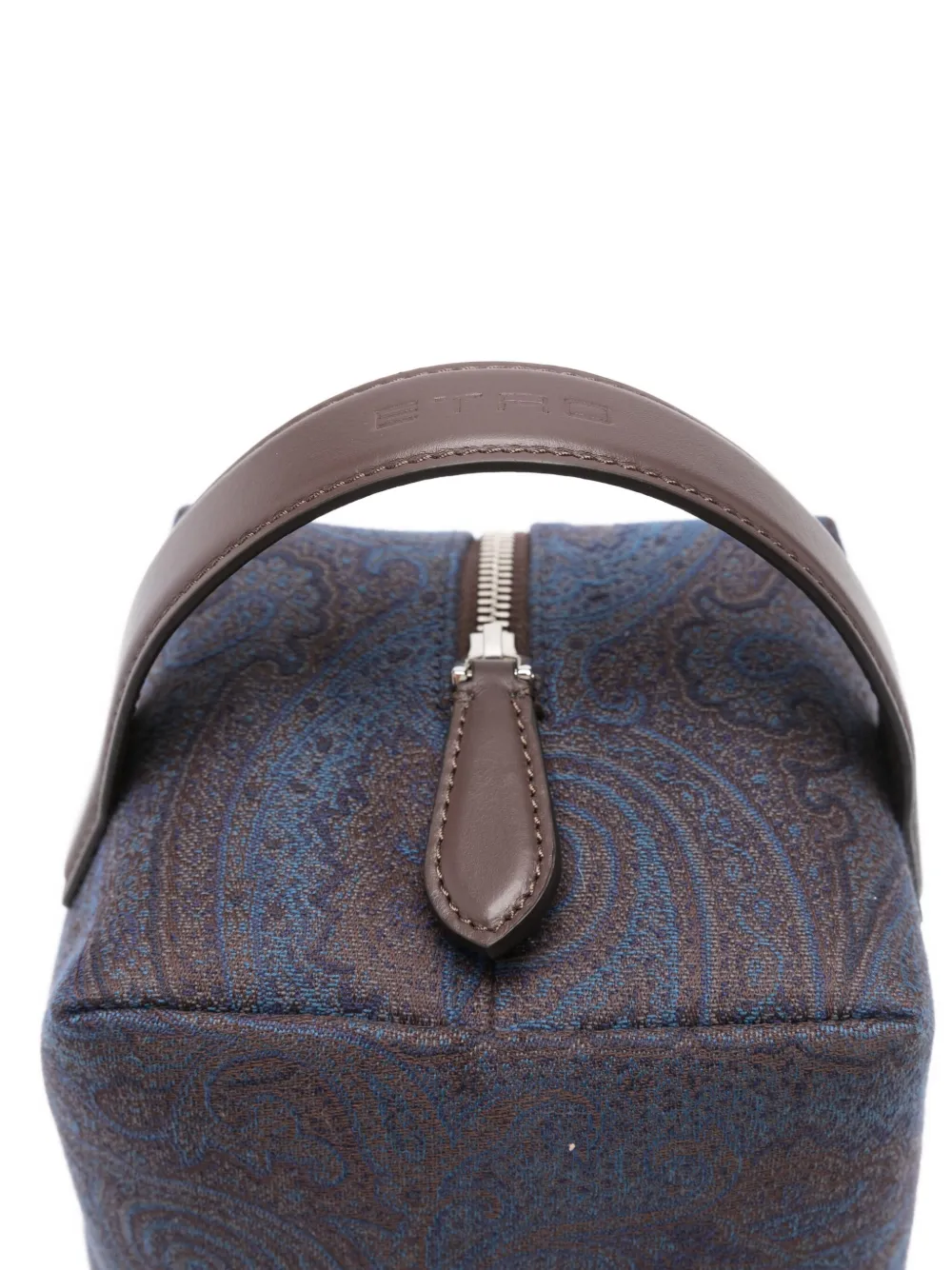 ETRO Toilettas met paisley-patroon en leren handvat Blauw
