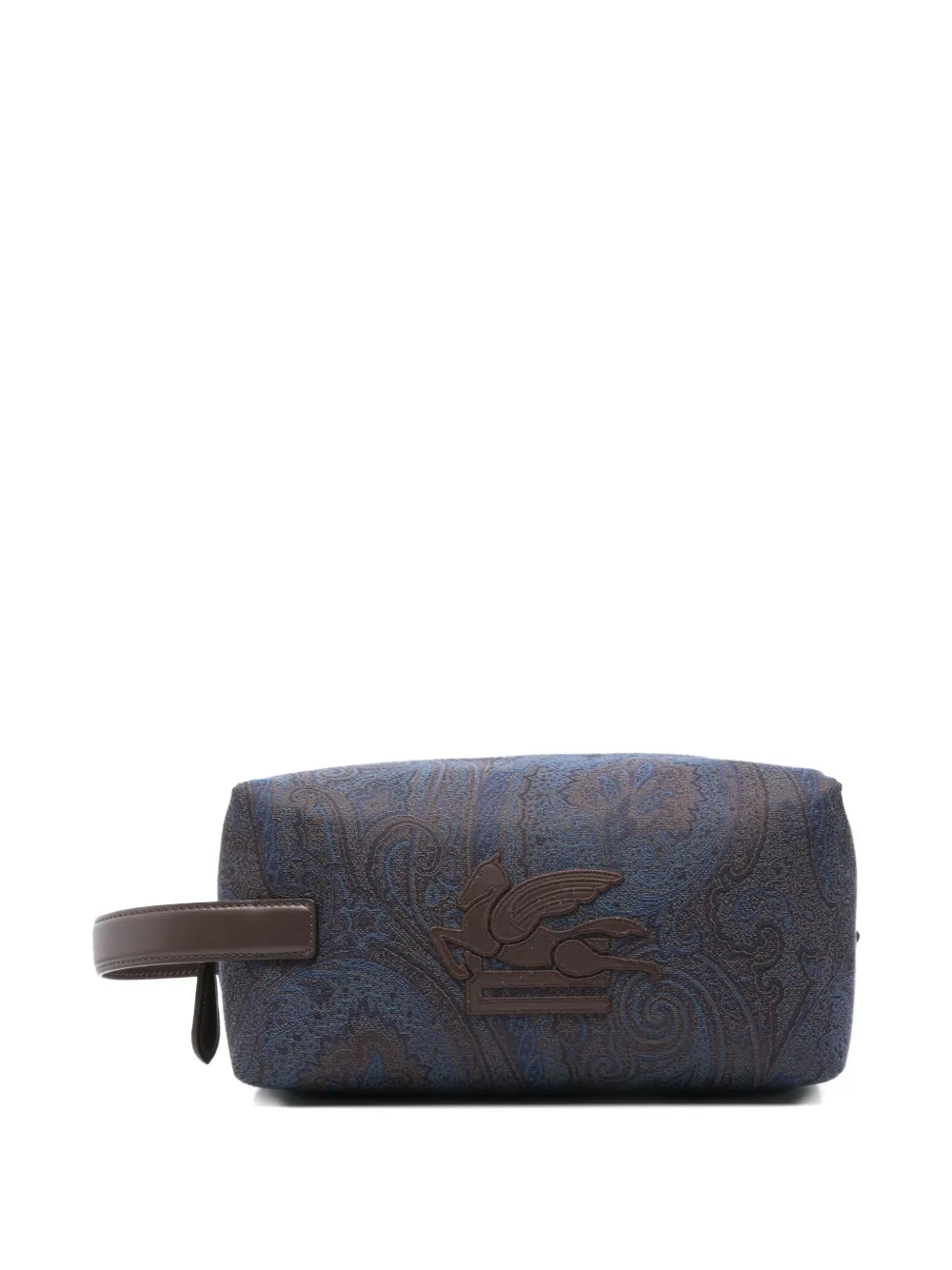 ETRO paisley-pattern leather-handle wash bag Blauw