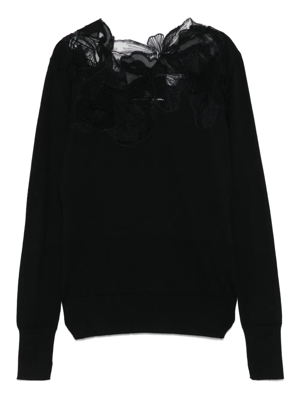 Ermanno Scervino Trui met bloemenkant en hals Zwart