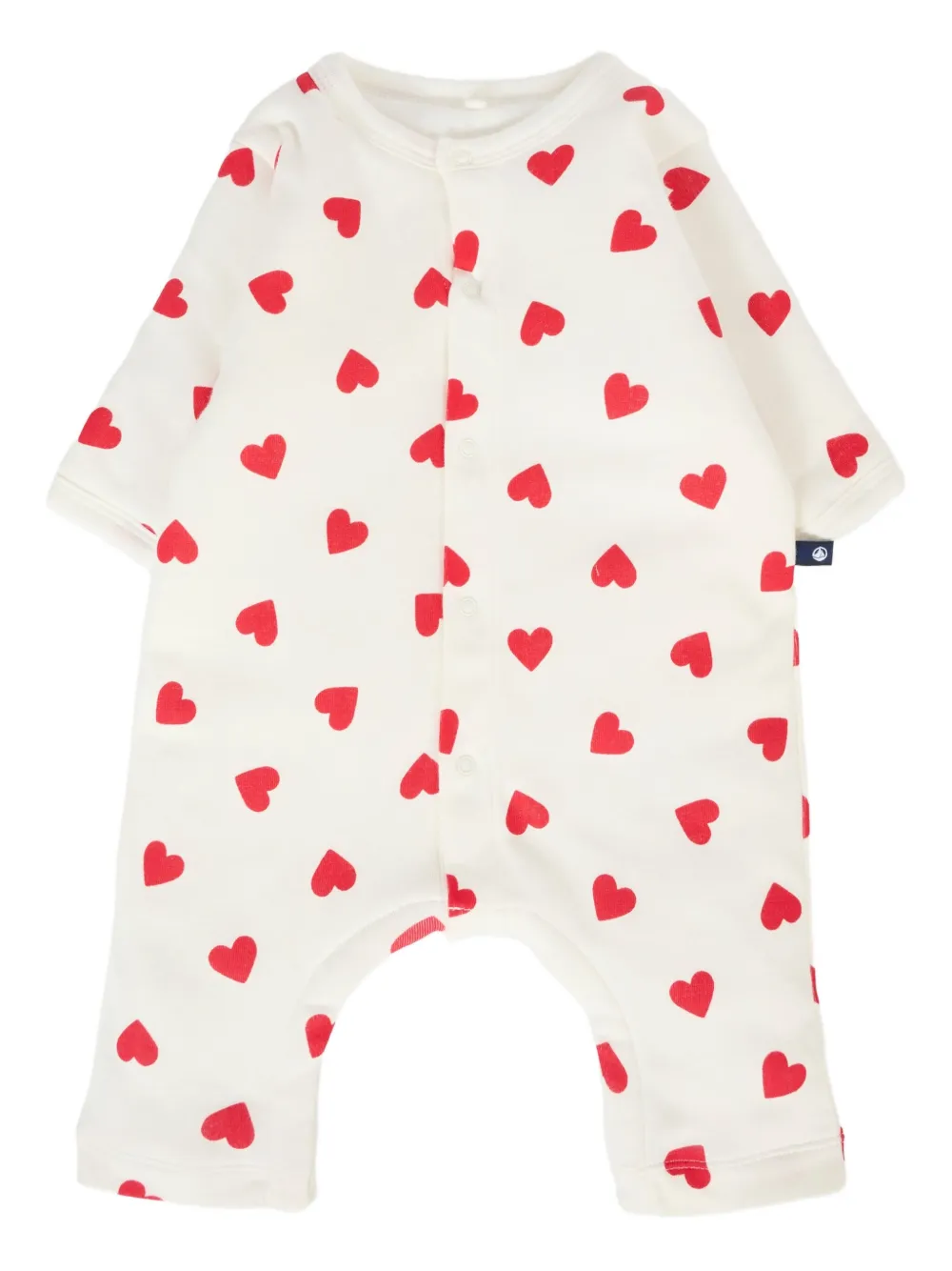 Petit Bateau heart-print cotton romper - ニュートラル Petit Bateau heart-print cotton romper - ニュートラル