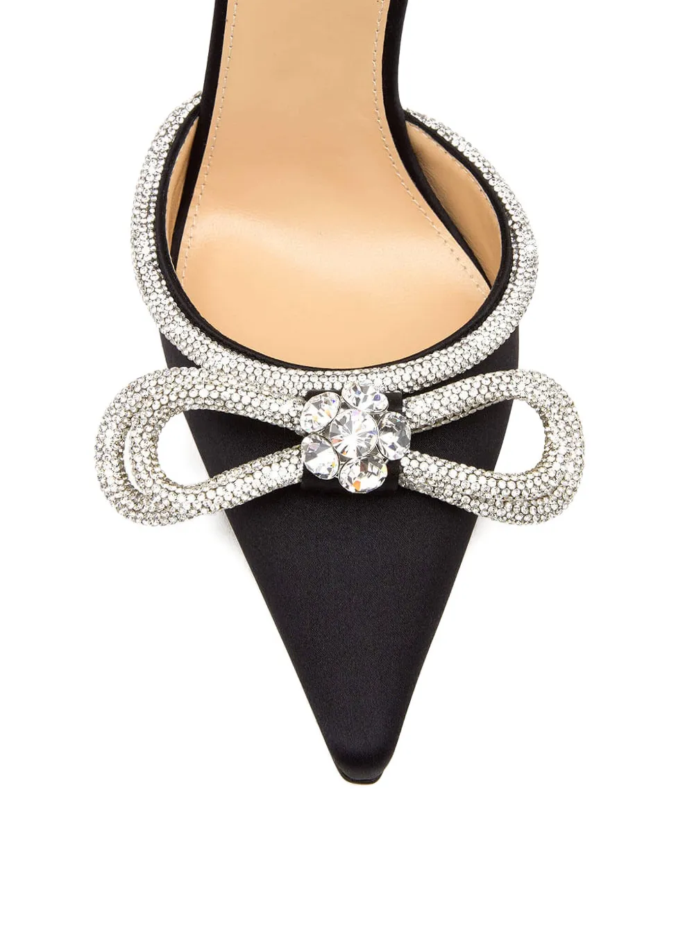 Mach&mach 100mm Crystal-embellished Bow Sandals In Black