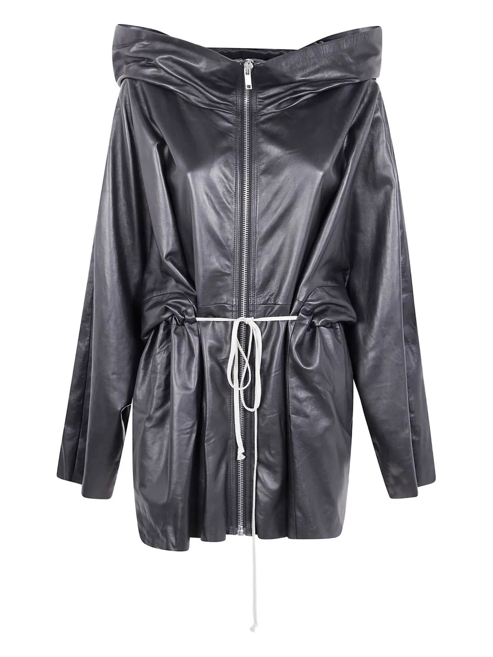 Rick Owens dwastrings leather jacket Zwart