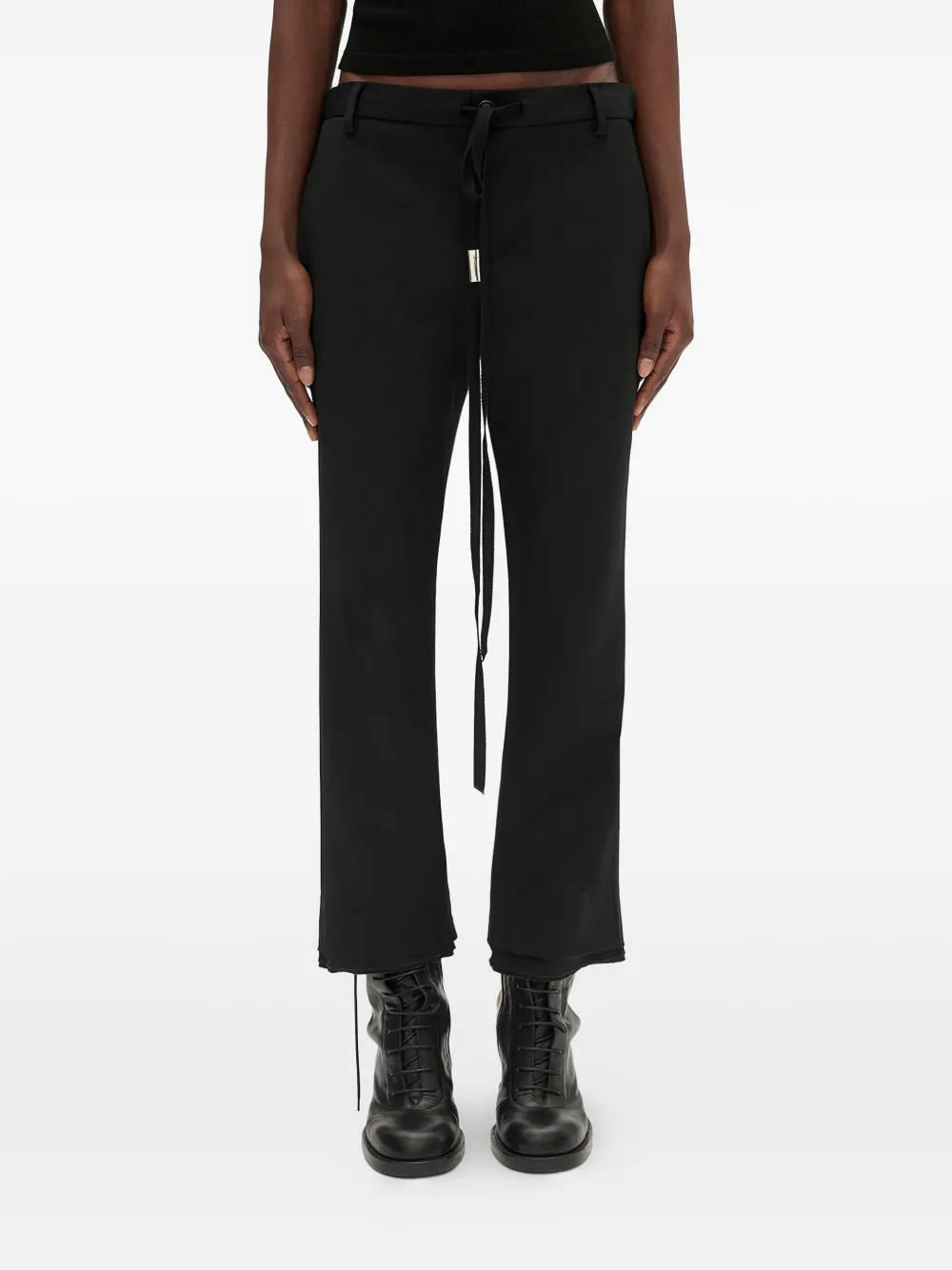 Ann Demeulemeester drawstring wool straight trousers | Black | Image 1
