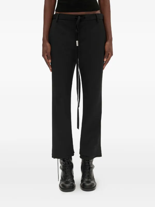 ANN DEMEULEMEESTER ブラック ワイドパンツ XXS Ann Demeulemeester ドローストリング ストレートパンツ | ブラック