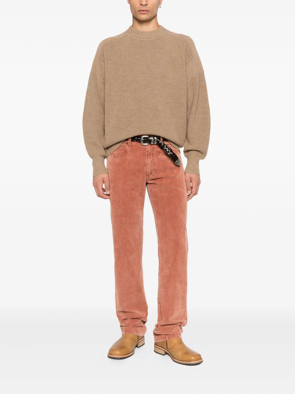 MARANT Geribbelde sweater met ronde hals Bruin