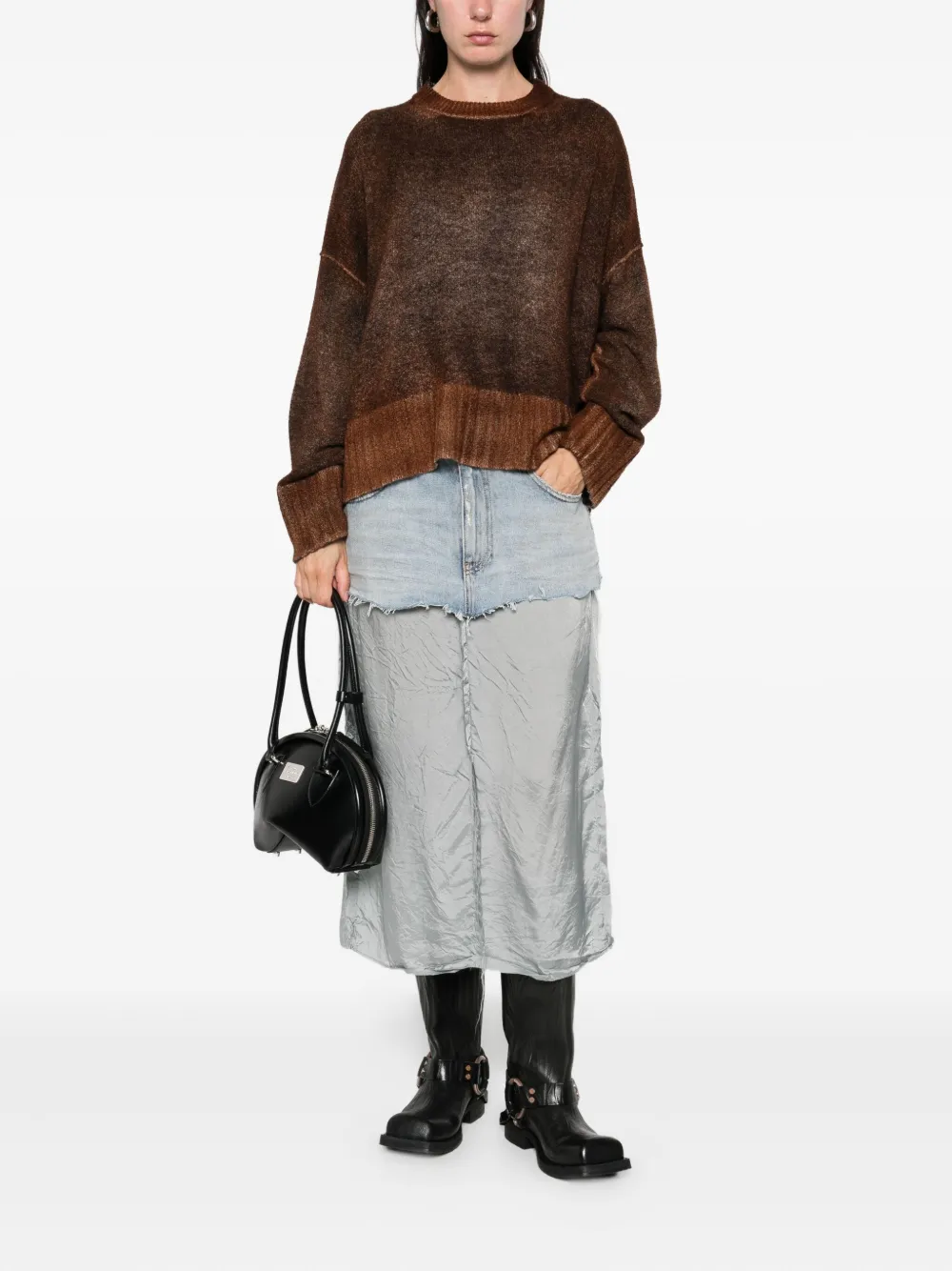 Avant Toi Ribbed-cuff Crew-neck Jumper In Brown