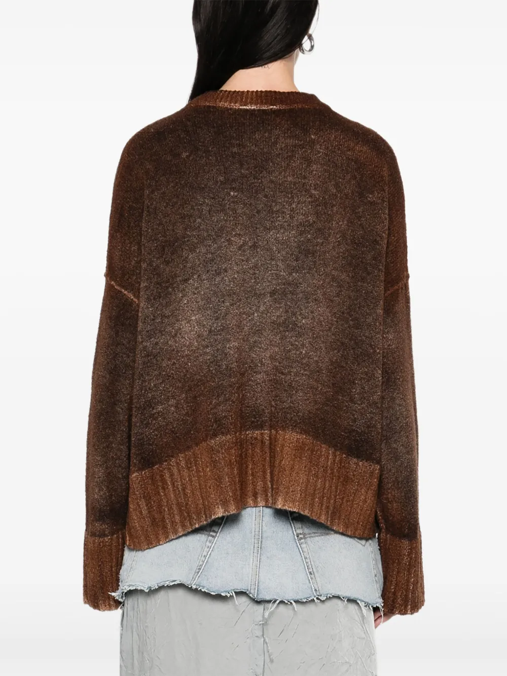 Avant Toi Ribbed-cuff Crew-neck Jumper In Brown