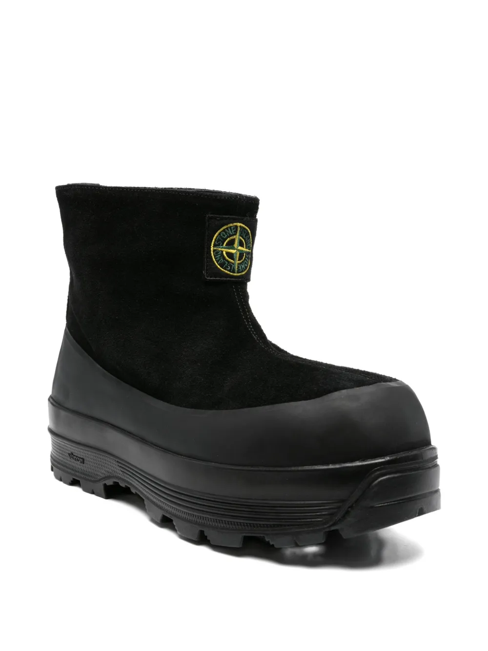 Stone Island Compass-motif Panelled Boots In Black